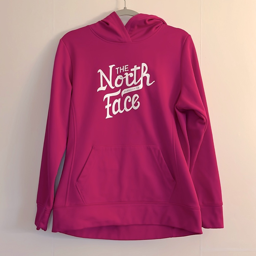 The North Face Women’s Logo Hooded Sweatshirt Size L Pink White Accents Fleece
